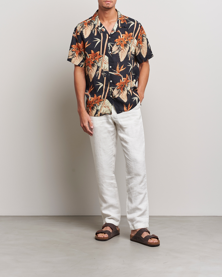 Men | Shirts | J.Lindeberg | Elio Tropical Print Short Sleeve Shirt Navy