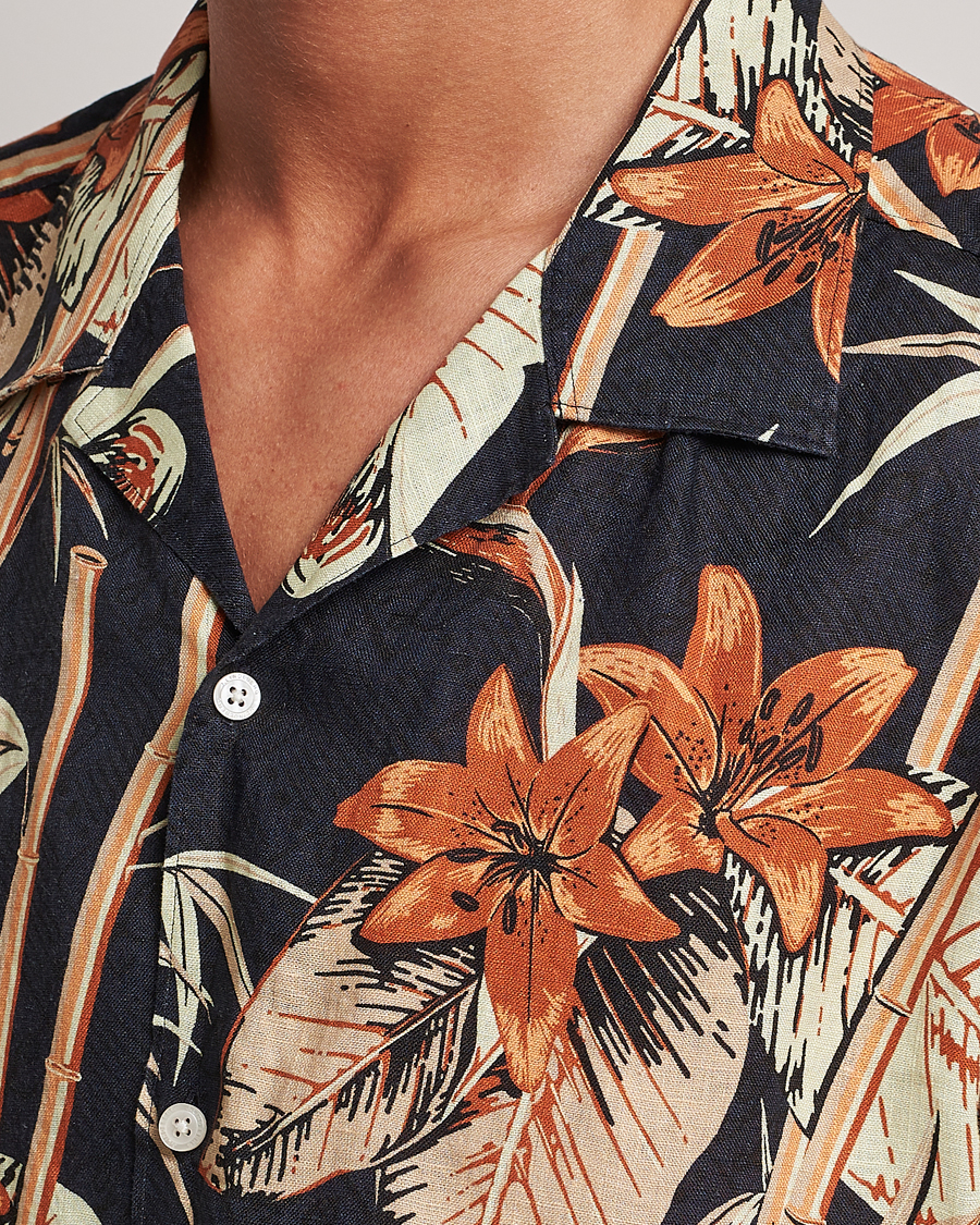 Men | Shirts | J.Lindeberg | Elio Tropical Print Short Sleeve Shirt Navy