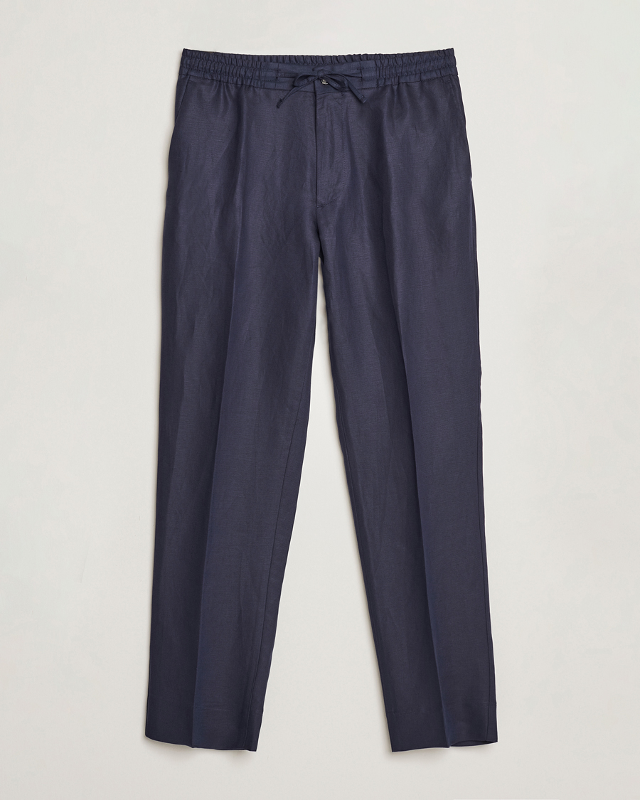 Men | Linen Trousers | J.Lindeberg | Baron Tencel/Linen Trousers Navy