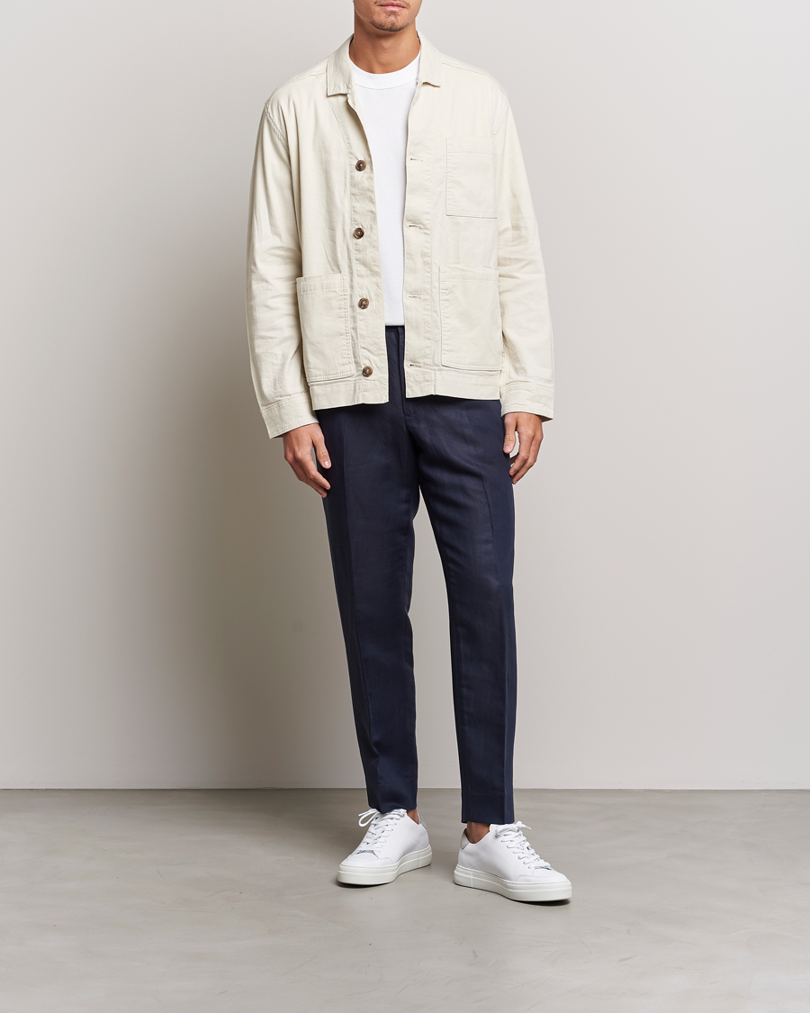 Men | Trousers | J.Lindeberg | Baron Tencel/Linen Trousers Navy