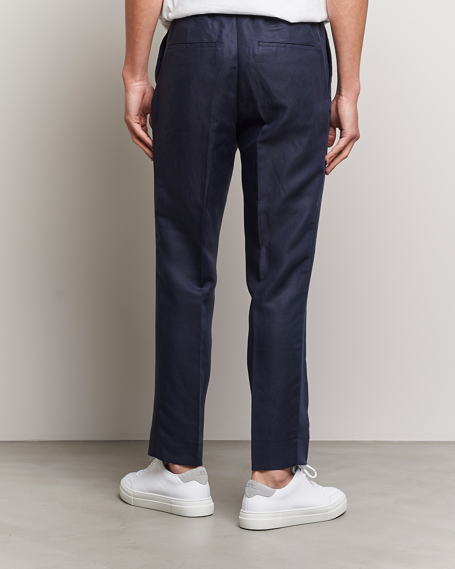 Men | Trousers | J.Lindeberg | Baron Tencel/Linen Trousers Navy