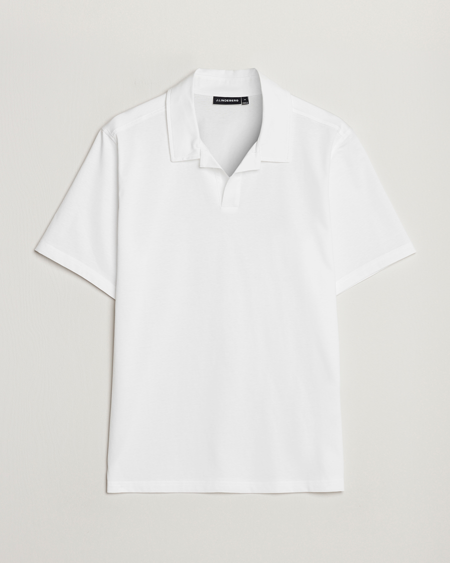 Men | Polo Shirts | J.Lindeberg | Asher Open Collar Polo Shirt White