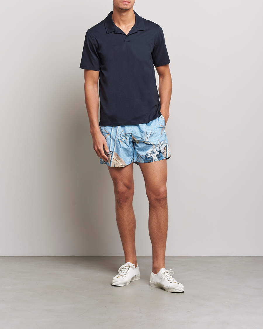 Men | Polo Shirts | J.Lindeberg | Asher Open Collar Polo Shirt Navy