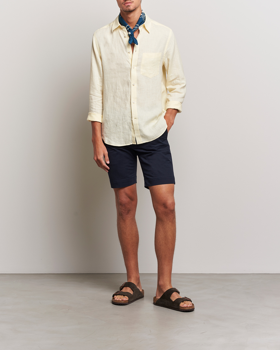 Men | Shirts | J.Lindeberg | Clean Linen Slim Shirt Pear Sorbet