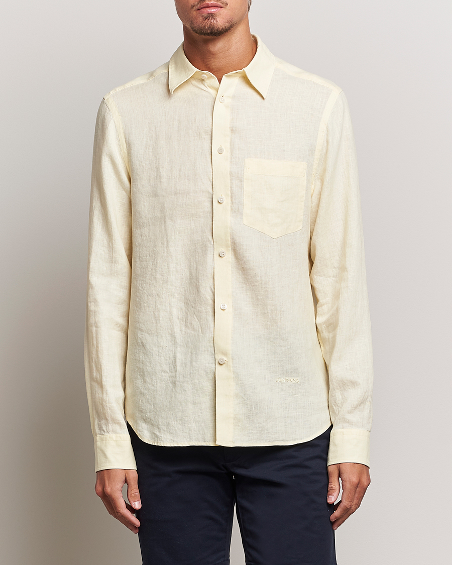 Men | Linen Shirts | J.Lindeberg | Clean Linen Slim Shirt Pear Sorbet