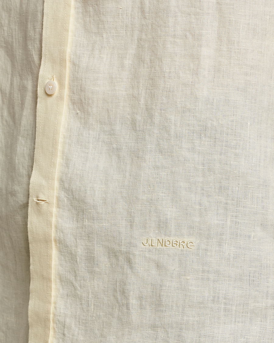 Men | Shirts | J.Lindeberg | Clean Linen Slim Shirt Pear Sorbet