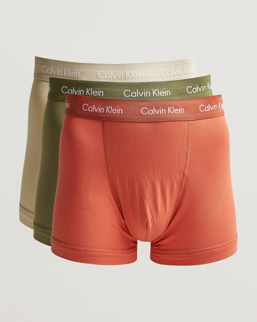 Men | Calvin Klein | Calvin Klein | Cotton Stretch 3-Pack Trunk Beige/Red/Green