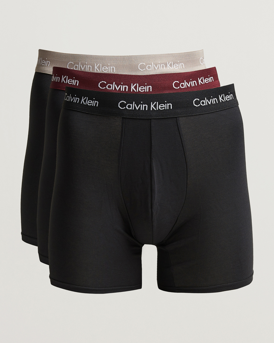 Men | Calvin Klein | Calvin Klein | Cotton Stretch 3-Pack Boxer Brief Black/Port Red/Grey