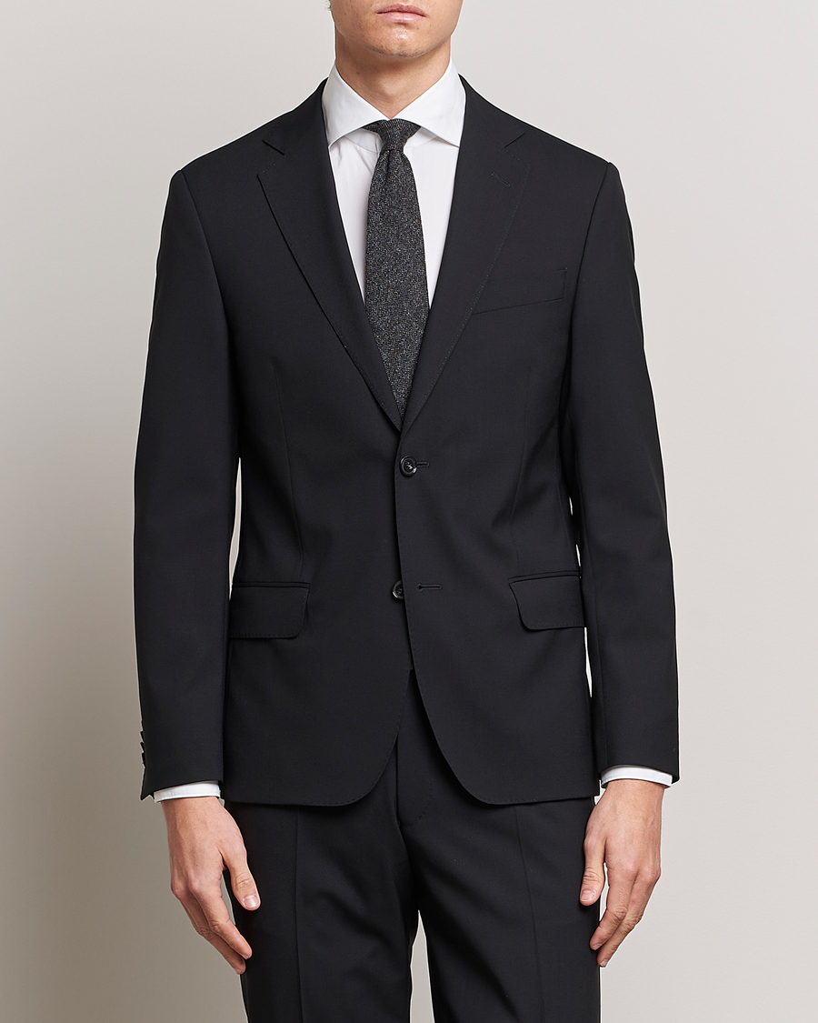 Men | Suits | Oscar Jacobson | Edmund Wool Blazer Black