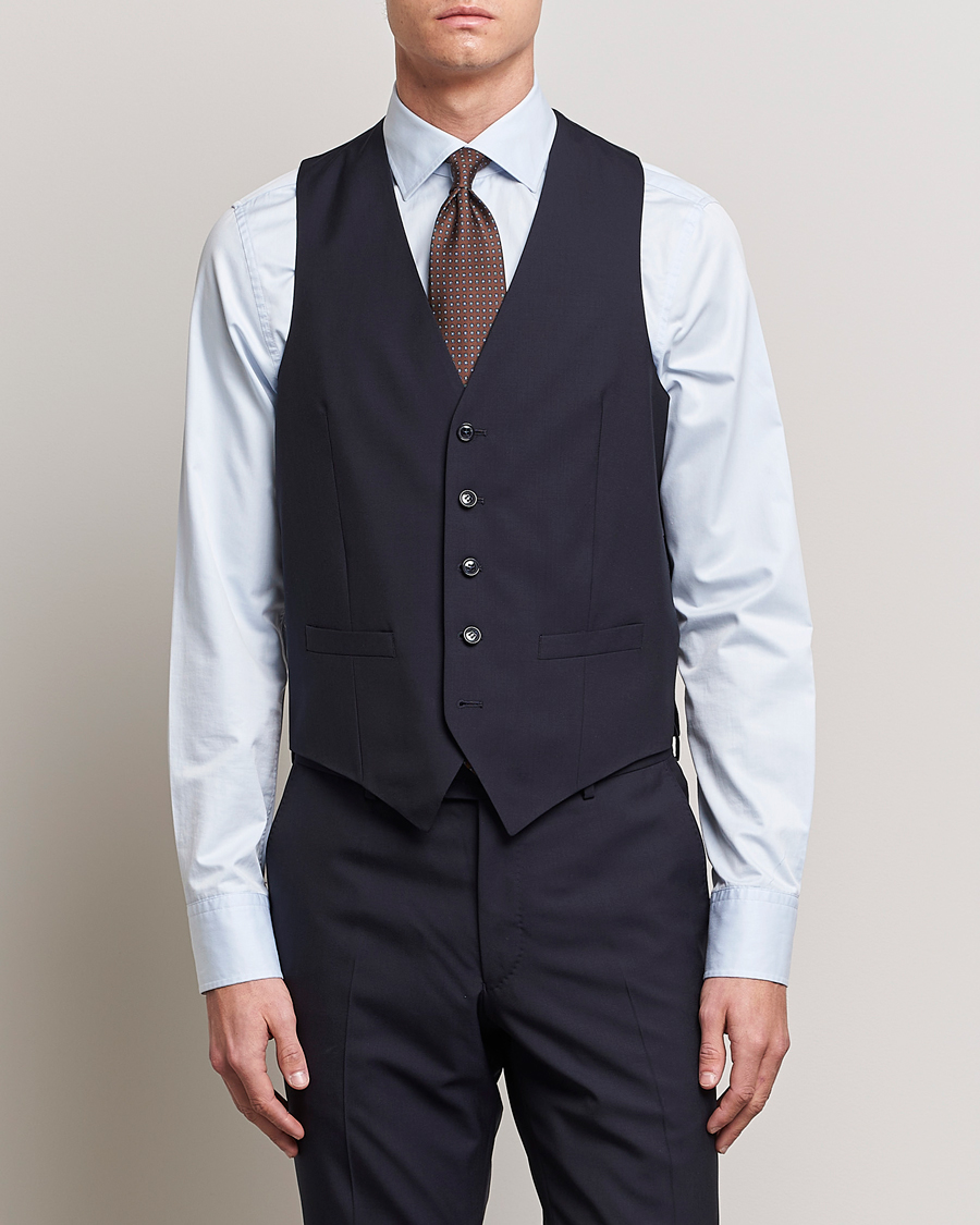 Men | Blazers | Oscar Jacobson | Carlo Wool Waistcoat Navy