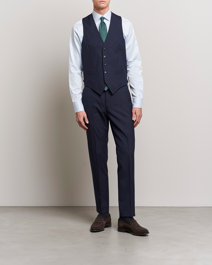 Men | Blazers | Oscar Jacobson | Carlo Wool Waistcoat Blue