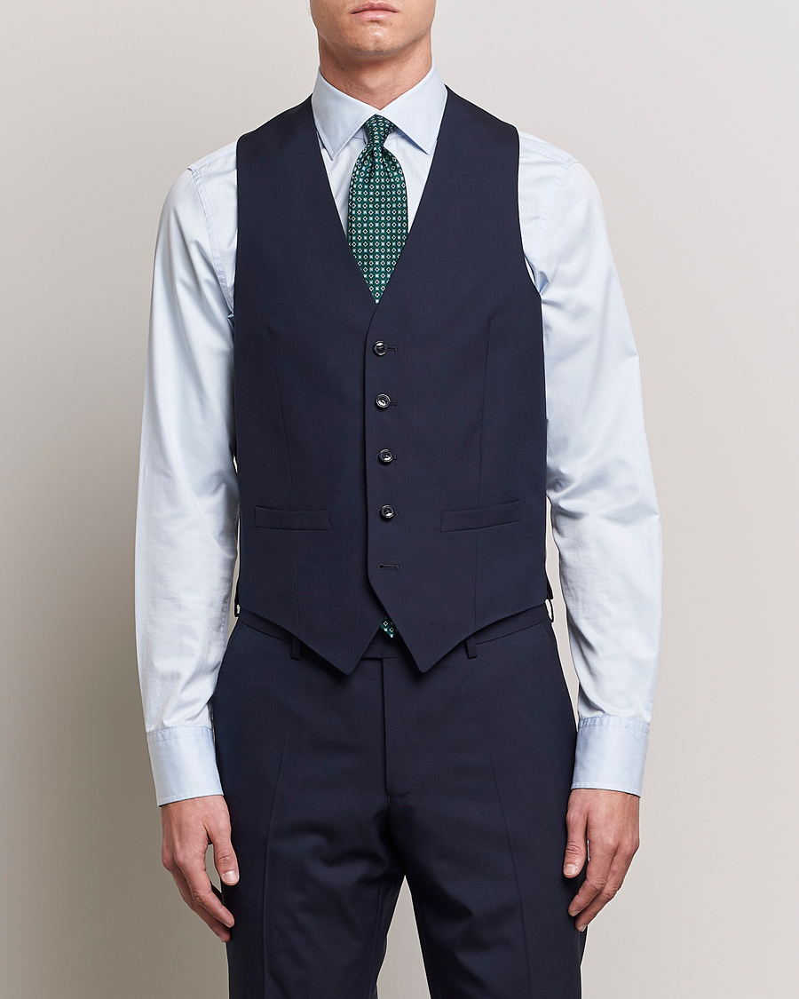 Men | Suits | Oscar Jacobson | Carlo Wool Waistcoat Blue