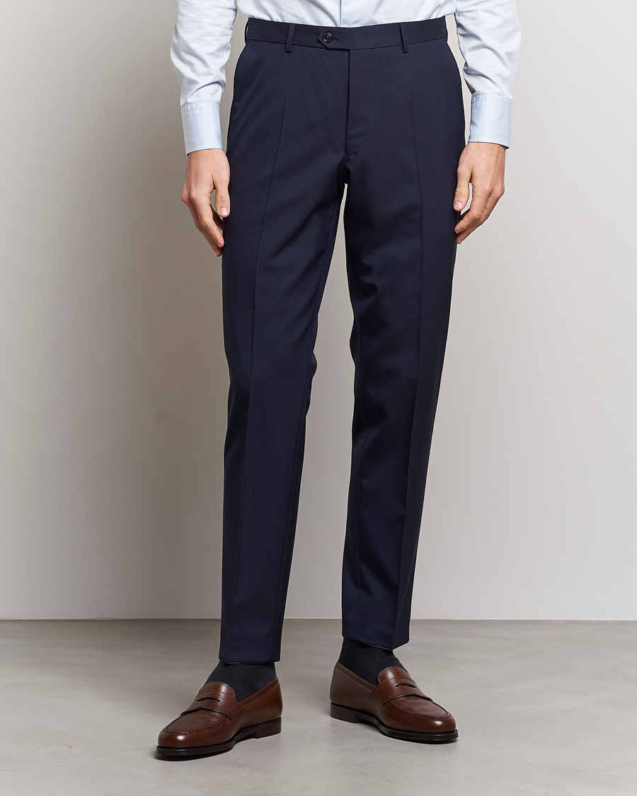 Men | Suits | Oscar Jacobson | Denz Wool Trousers Blue