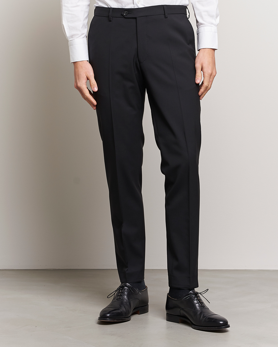 Men | Suits | Oscar Jacobson | Denz Wool Trousers Black