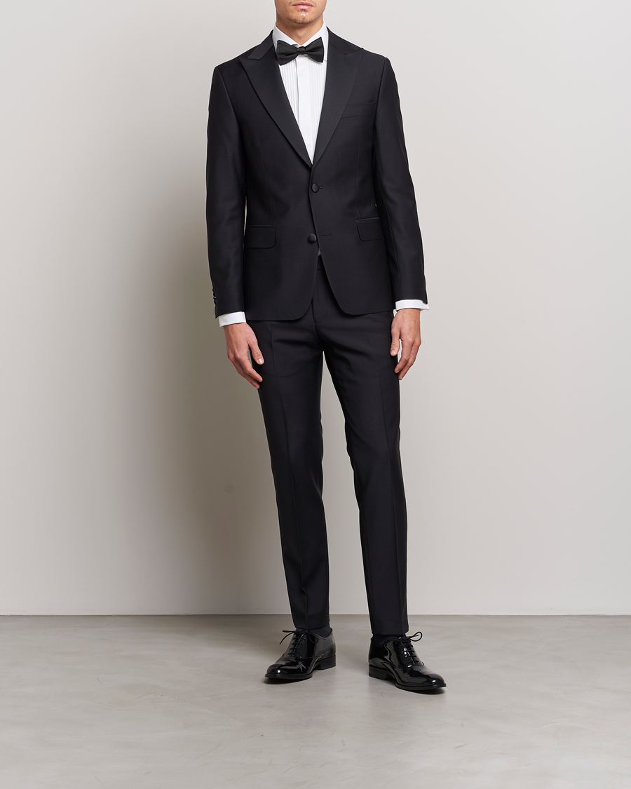 Men | Blazers | Oscar Jacobson | Elder Wool Tuxedo Blazer Black