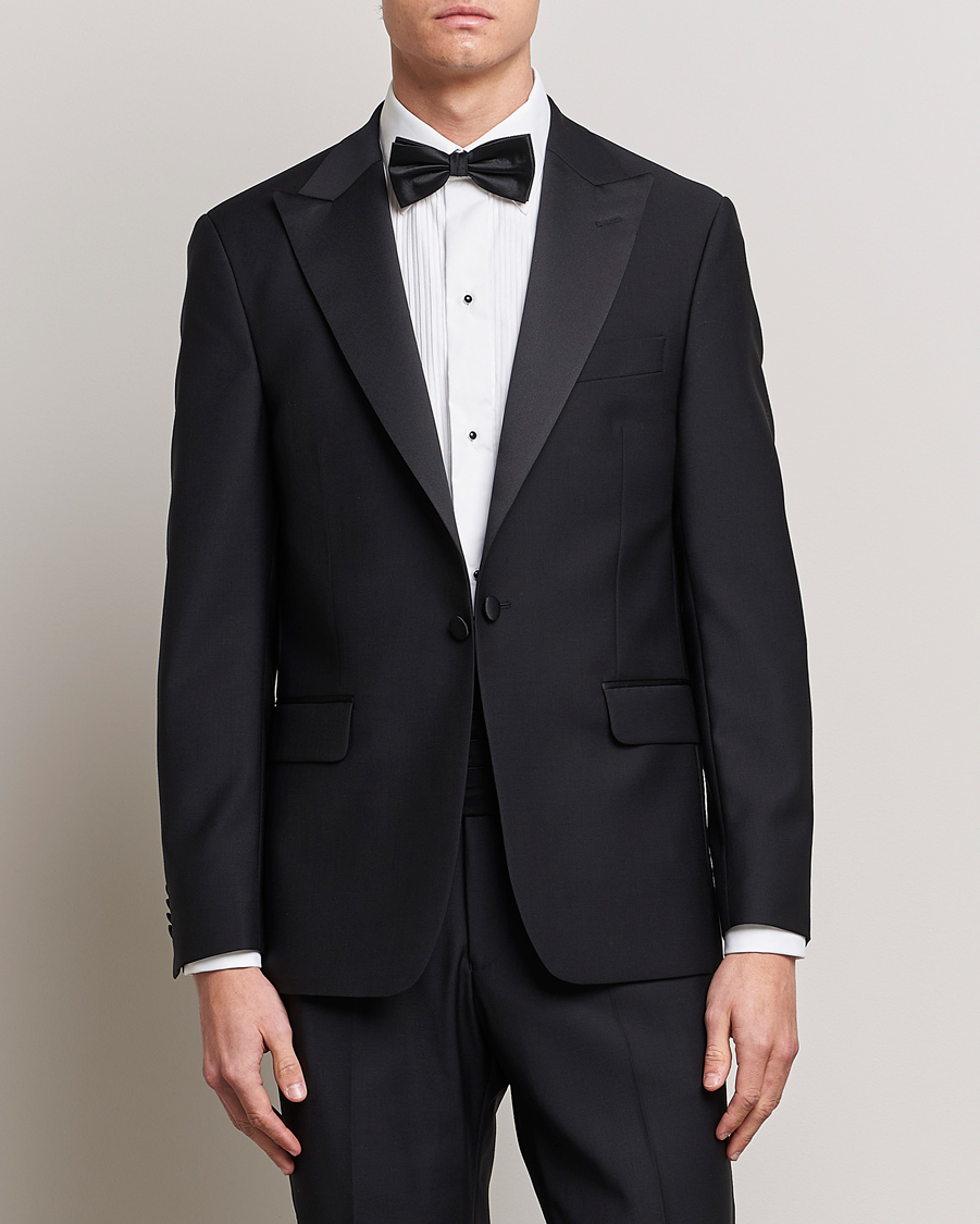 Men | Black Tie | Oscar Jacobson | Frampton Wool Tuxedo Blazer Black
