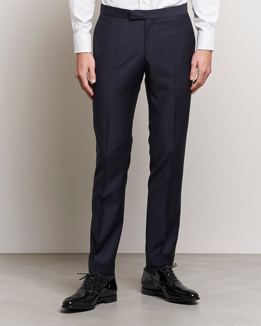 Men | Tuxedo Trousers | Oscar Jacobson | Duke Wool Trousers Navy