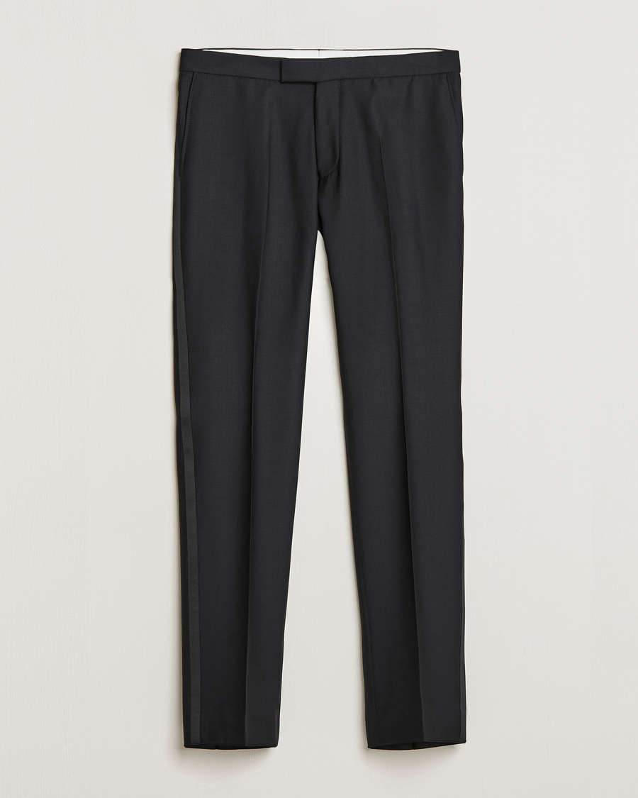 Men | Trousers | Oscar Jacobson | Devon Wool Tuxedo Trousers Black