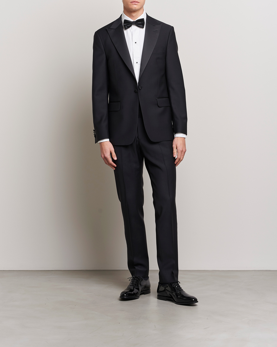 Men | Trousers | Oscar Jacobson | Devon Wool Tuxedo Trousers Black