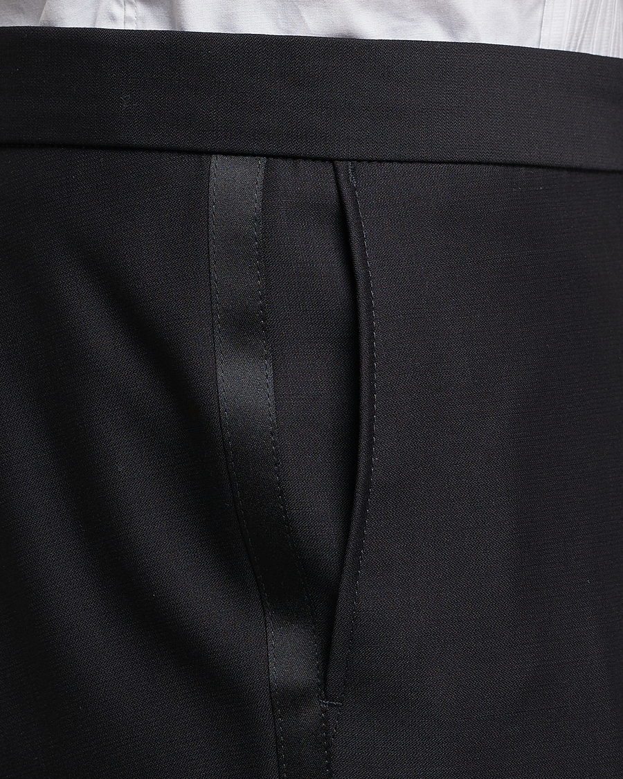 Men | Trousers | Oscar Jacobson | Devon Wool Tuxedo Trousers Black