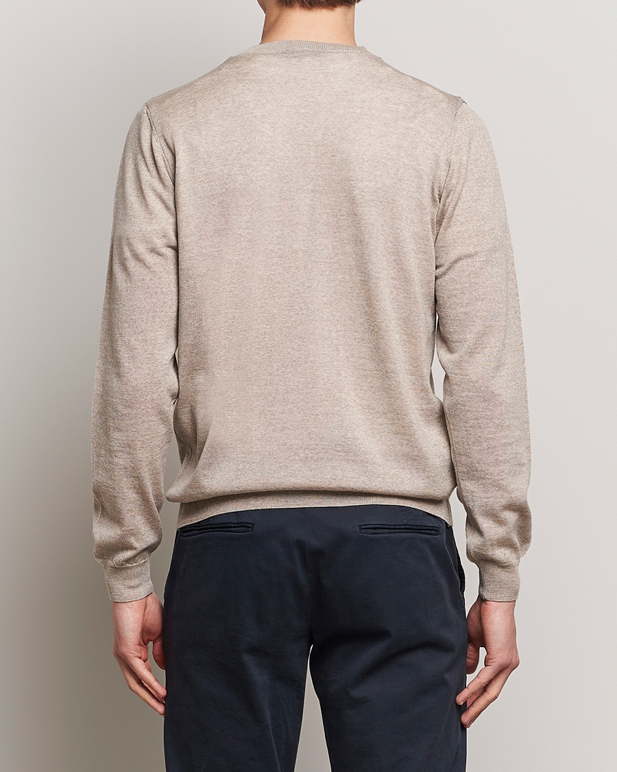 Men | Sweaters & Knitwear | Oscar Jacobson | Custer Merino Wool Roundneck Beige