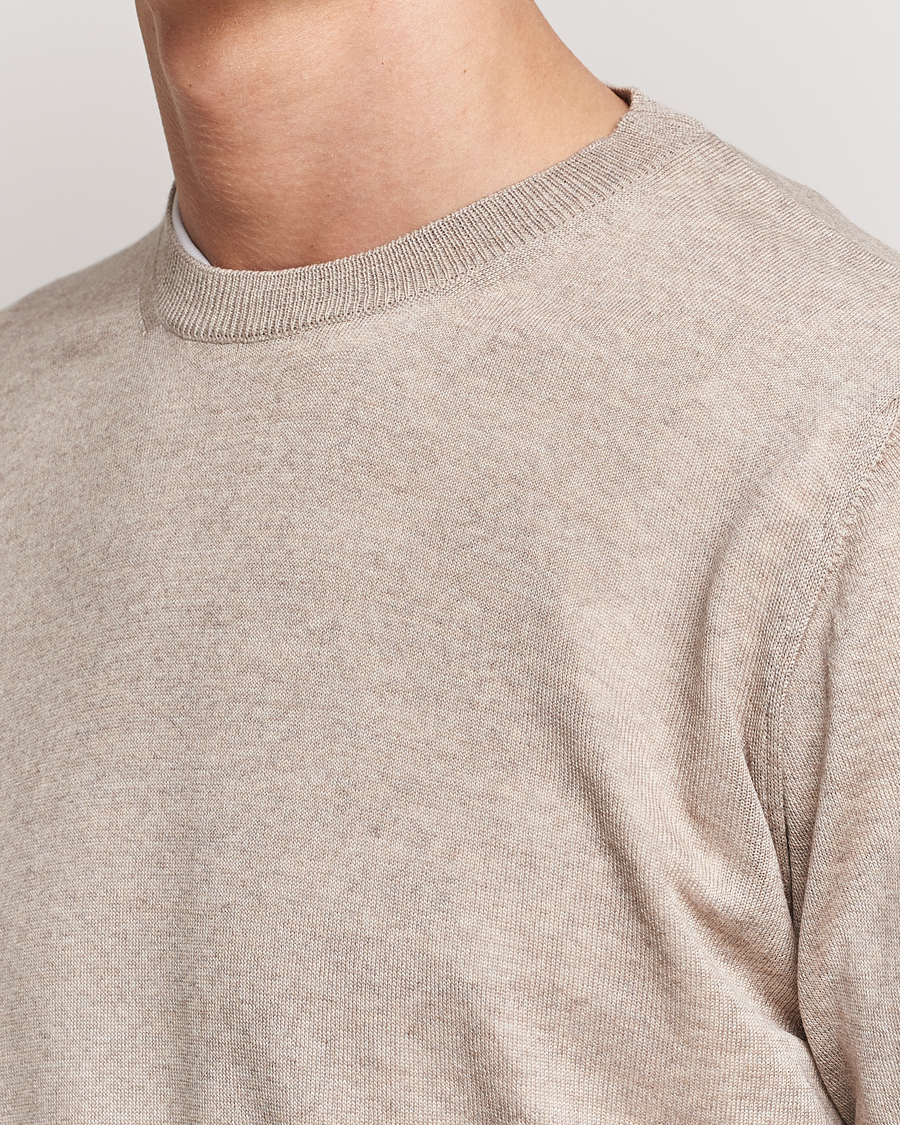 Men | Sweaters & Knitwear | Oscar Jacobson | Custer Merino Wool Roundneck Beige