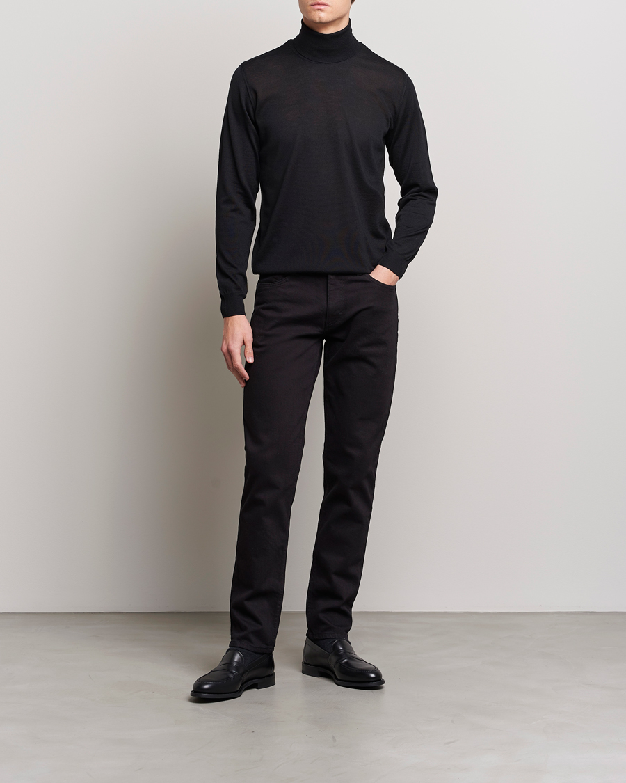 Men | Sweaters & Knitwear | Oscar Jacobson | Cole Merino Wool Rollneck Black