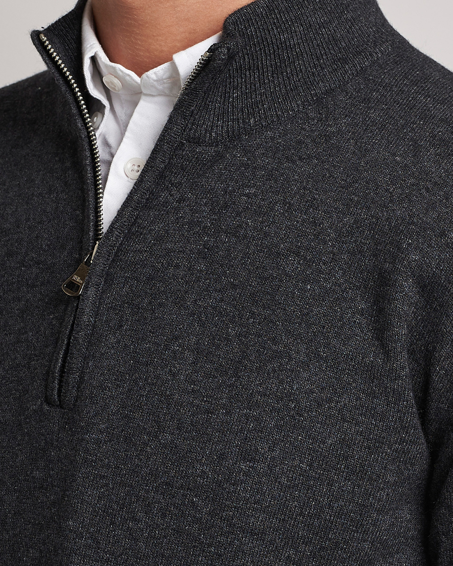 Men | Sweaters & Knitwear | Oscar Jacobson | Patton Wool Half-Zip Grey