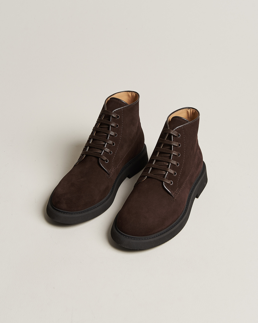 Men | Shoes | A.P.C. | Suede Lace Up Boots Dark Brown