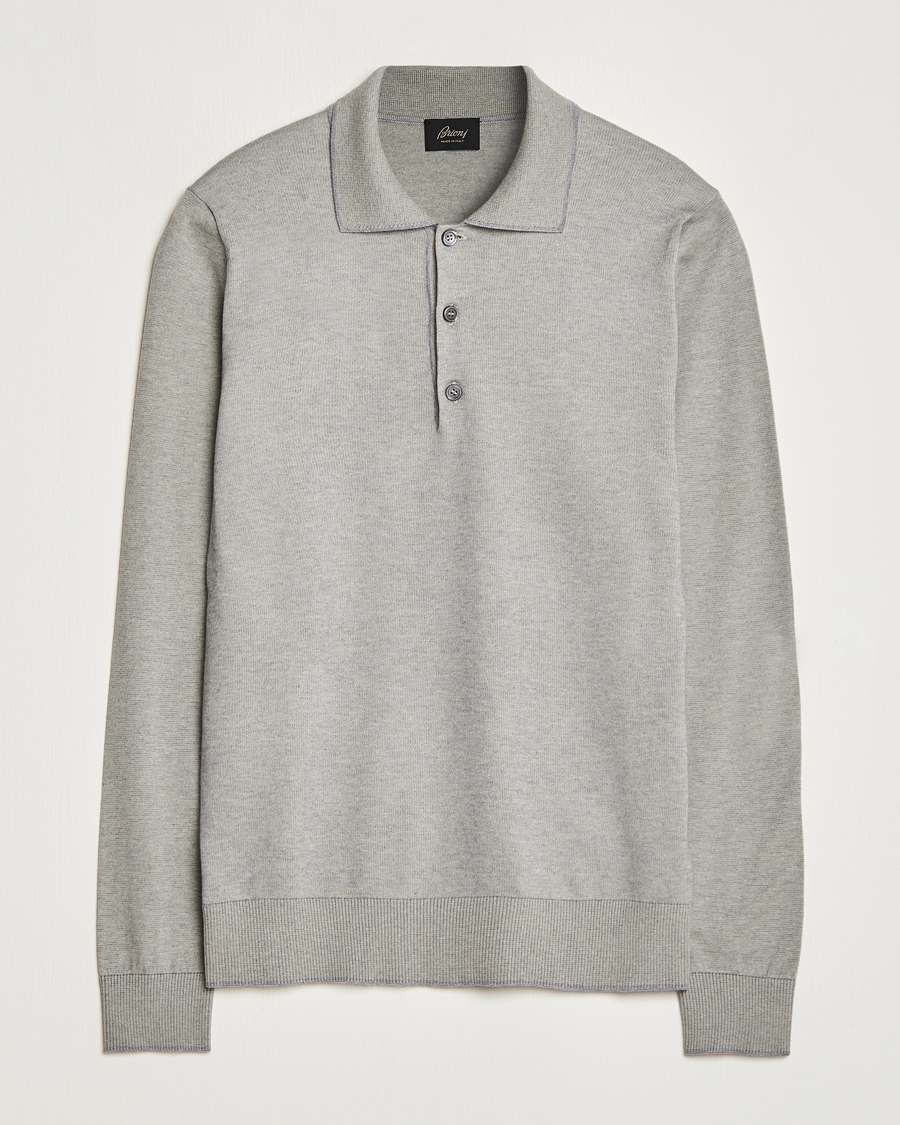Men | Sweaters & Knitwear | Brioni | Cashmere Blend Long Sleeve Polo Sage