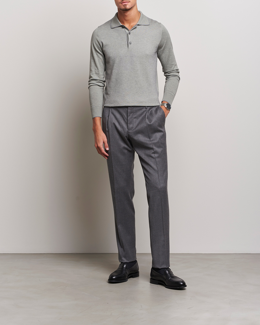 Men | Sweaters & Knitwear | Brioni | Cashmere Blend Long Sleeve Polo Sage