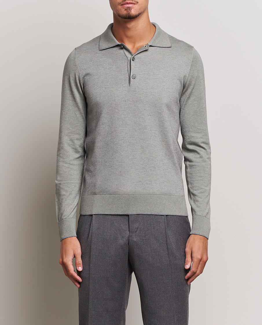 Men | Sweaters & Knitwear | Brioni | Cashmere Blend Long Sleeve Polo Sage