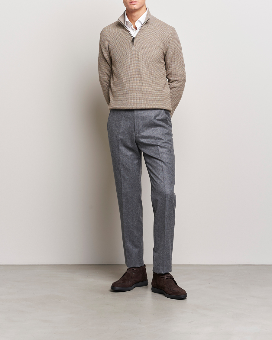 Men | Sweaters & Knitwear | Brioni | Soft Jacquard Half Zip Beige