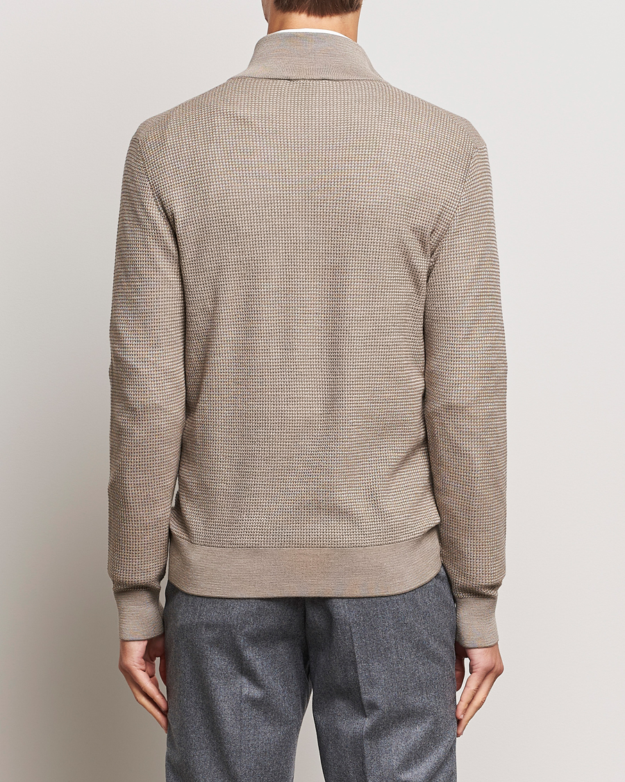 Brioni Soft Jacquard Half Zip Beige at CareOfCarl.com