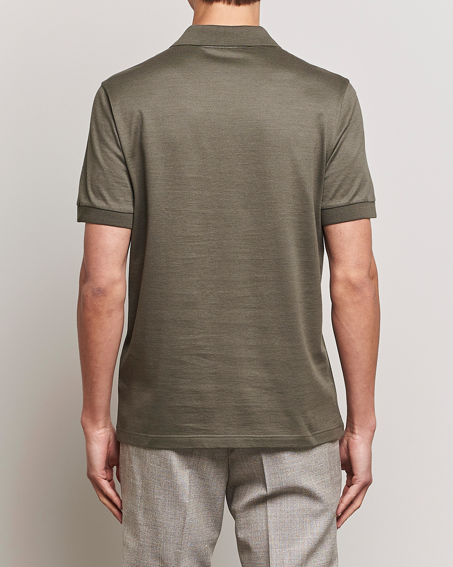 Men | Polo Shirts | Brioni | Cotton/Silk Short Sleeve Polo Olive Green