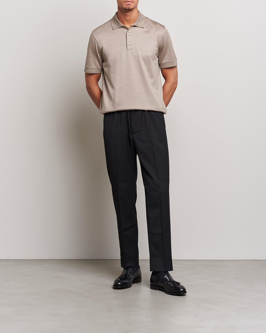 Men | Polo Shirts | Brioni | Cotton/Silk Short Sleeve Polo Beige