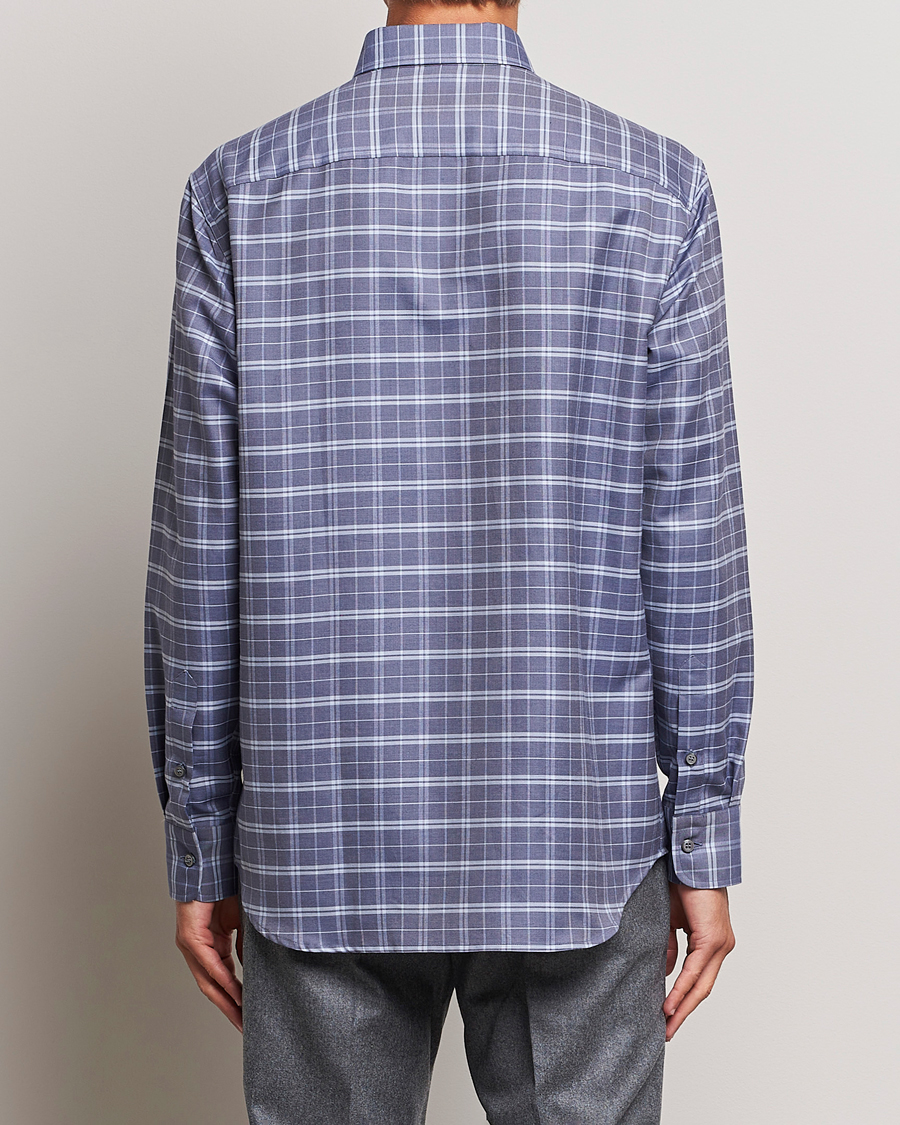 Men | Shirts | Brioni | Slim Fit Check Flannel Shirt Dark Blue