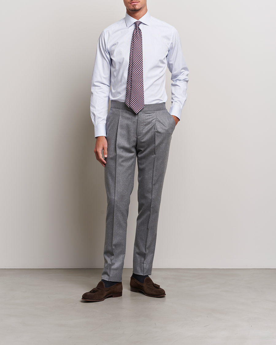 Men | Shirts | Brioni | Slim Fit Striped Dress Shirt Light Blue