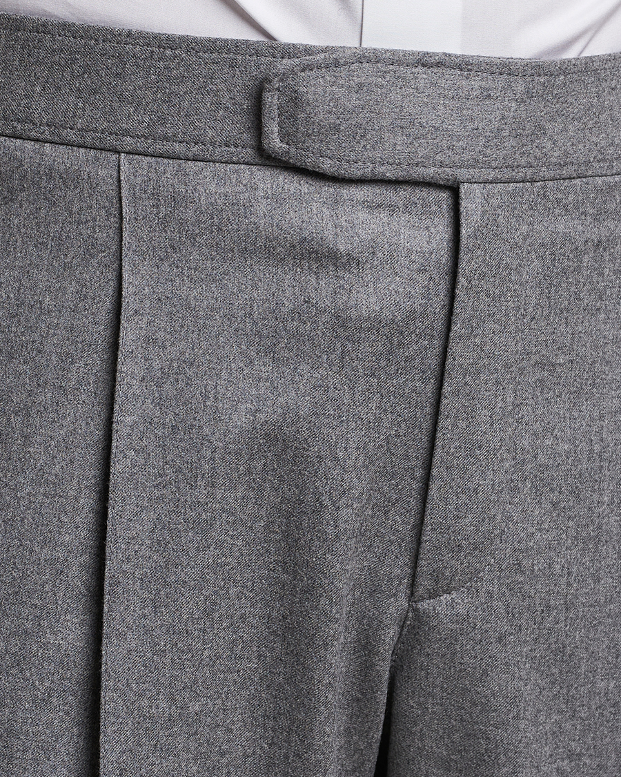Men | Trousers | Brioni | Melbourne Drawstring Flannel Trousers Grey Melange