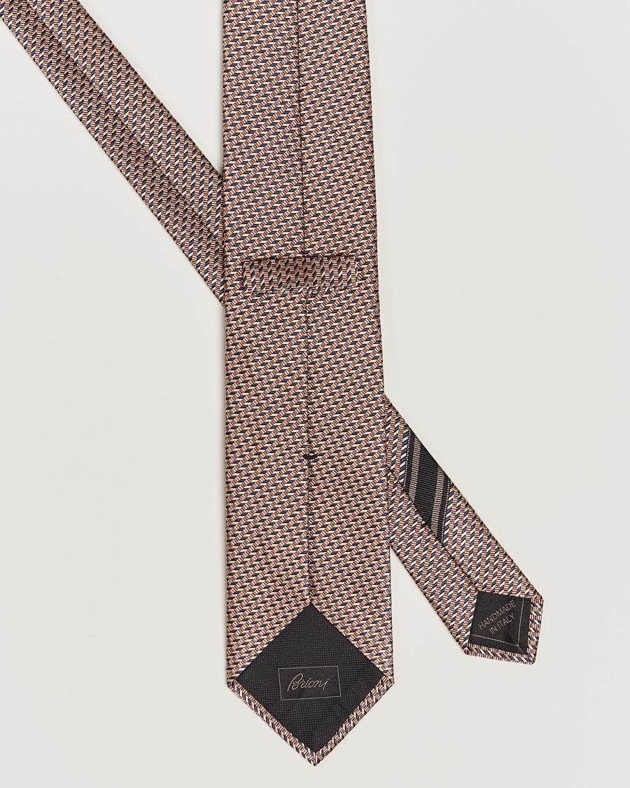 Men | Brioni Geometrical Jacquard Silk Tie Brown | Brioni | Geometrical Jacquard Silk Tie Brown