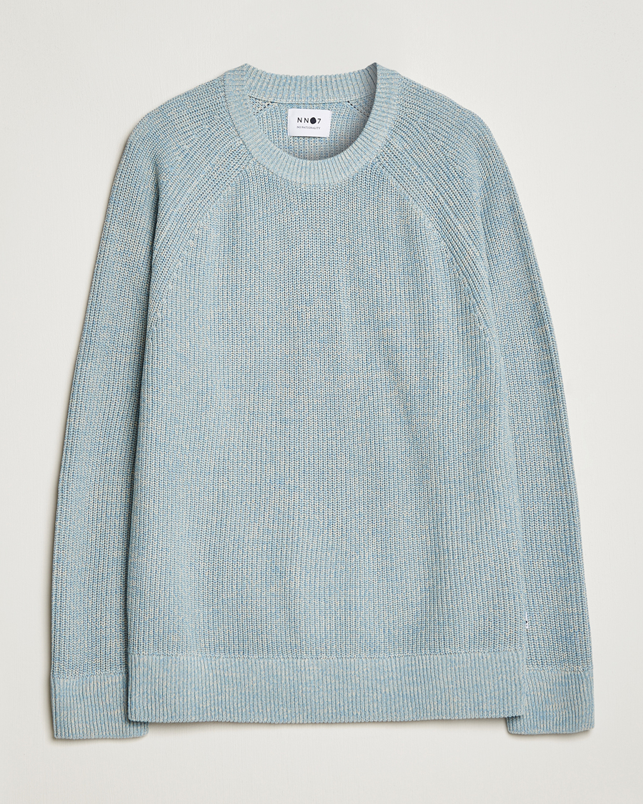 Men | Sweaters & Knitwear | NN07 | Jacobo Organic Cotton Knitted Sweater Ashley Blue Mel