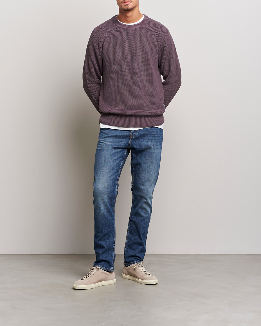 Men | Sweaters & Knitwear | NN07 | Jacobo Organic Cotton Knitted Sweater Purple Brown