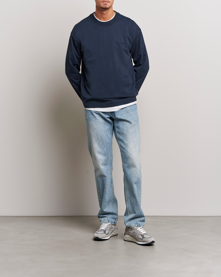 Men | T-Shirts | NN07 | Benja Pima Cotton Long Sleeve T-Shirt Navy