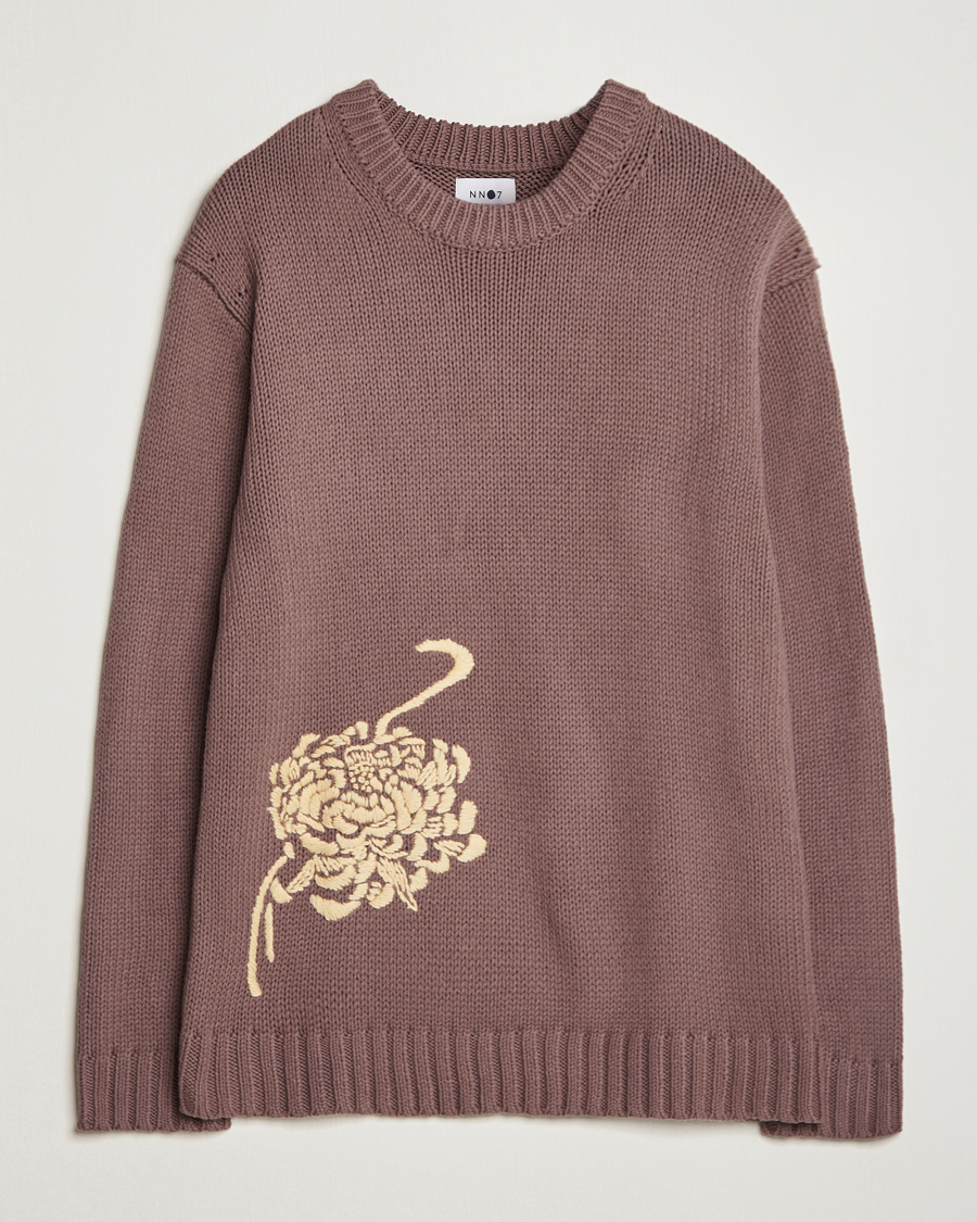 Men | Sweaters & Knitwear | NN07 | Jasper Knitted Cotton Sweatshirt Purple Brown