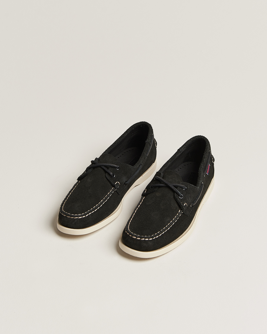 Men | Boat Shoes | Sebago | Docksides Suede Boat Shoe Black