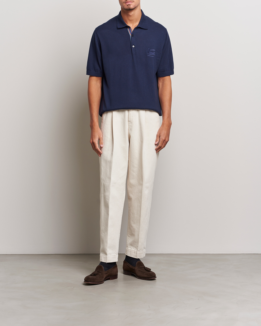 Men | Polo Shirts | Etro | Cotton/Cashmere Polo Navy