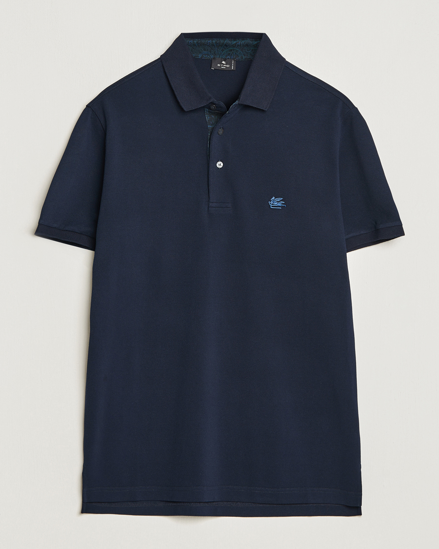 Men | Polo Shirts | Etro | Short Sleeve Contrast Polo Navy