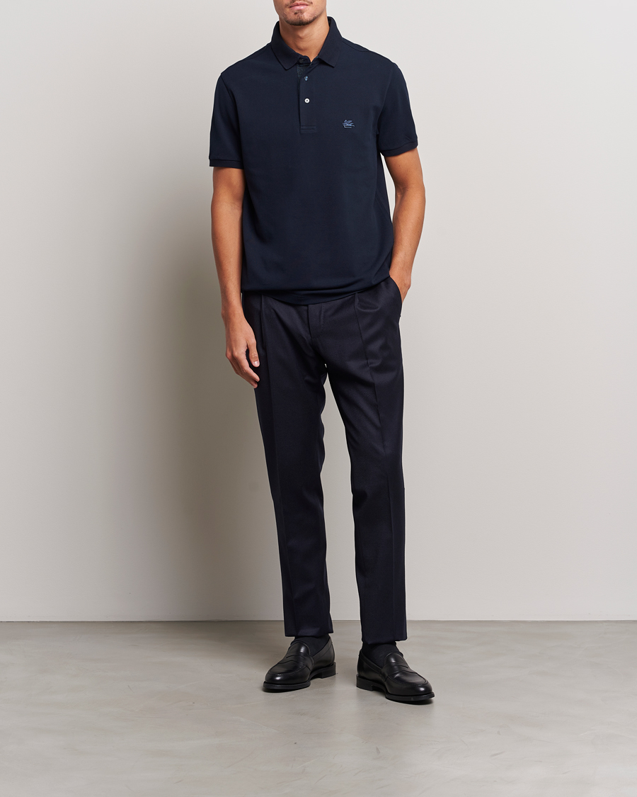 Men | Polo Shirts | Etro | Short Sleeve Contrast Polo Navy