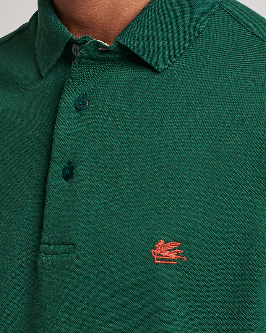 Men | Polo Shirts | Etro | Short Sleeve Contrast Polo Dark Green