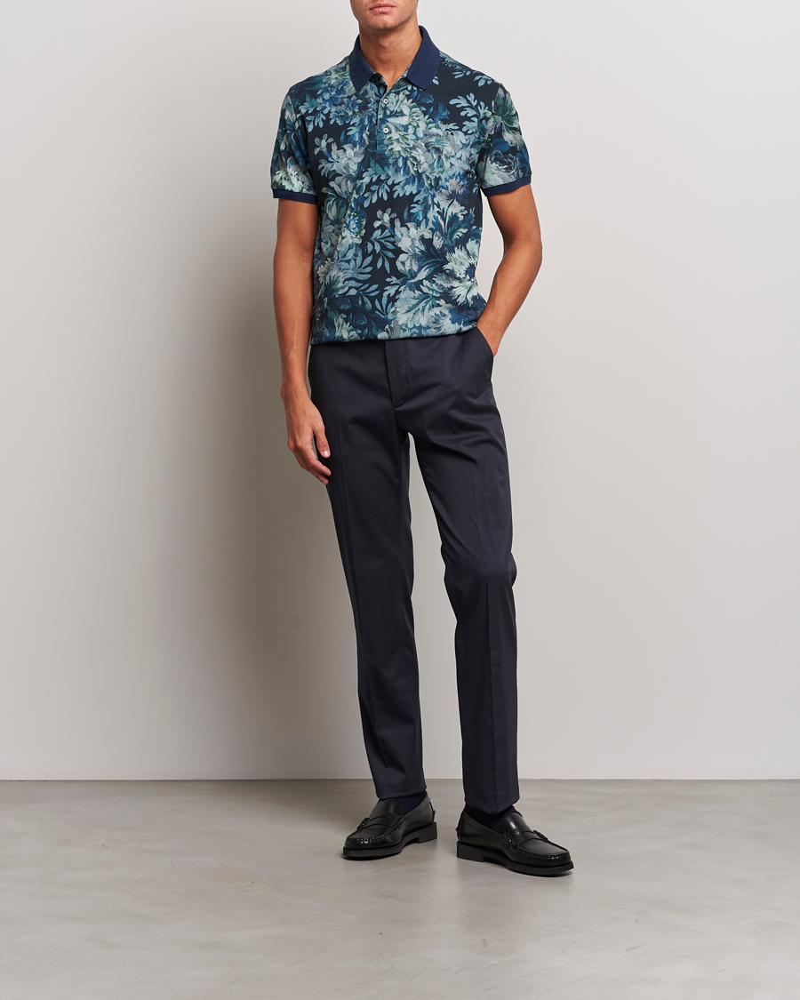 Men | Polo Shirts | Etro | Short Sleeve Printed Polo Dark Blue